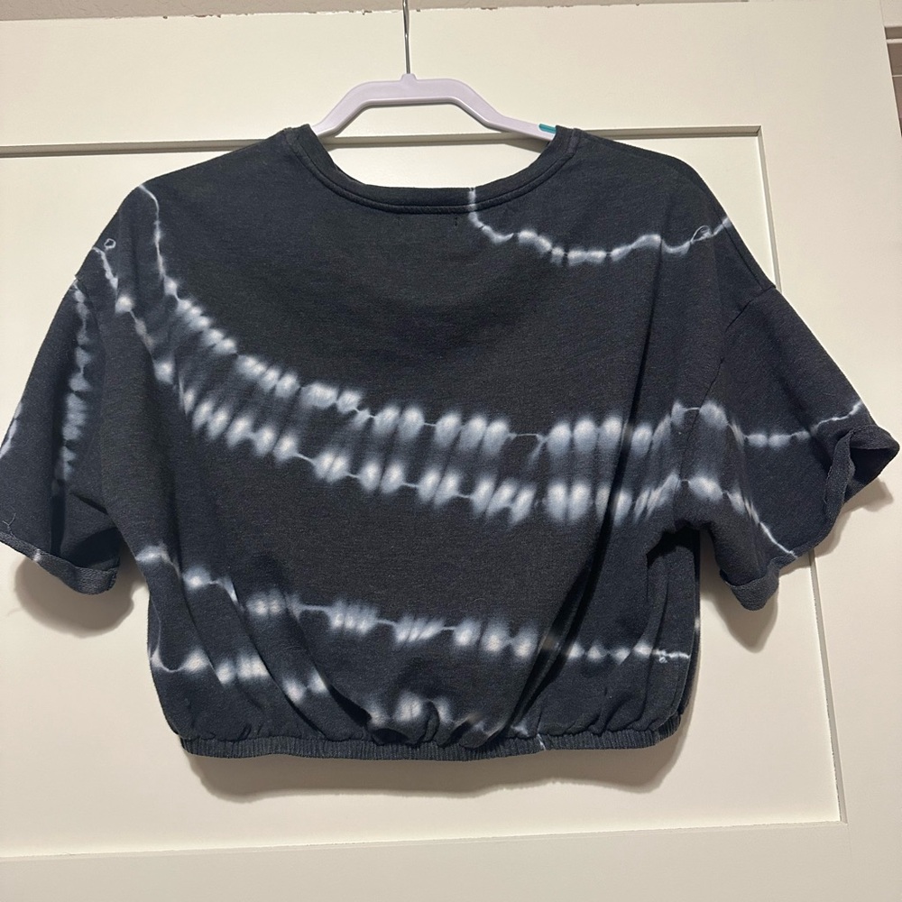 Abound Grey and White Tie-Dye Cropped T-Shirt Size S